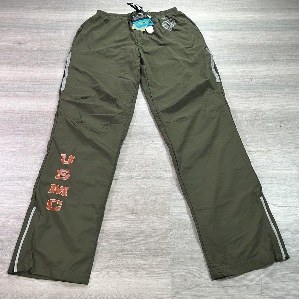 New Balance Pants Mens Small Long Olive Green USMC EGA Track Wind Nylon Made USA